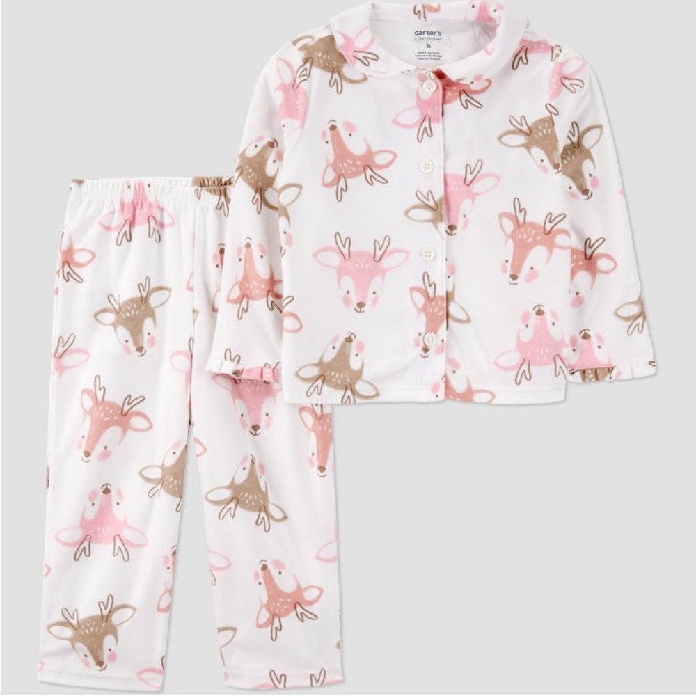 Carter’s Just One You Girls 2 Piece Christmas Reindeer Pajama Set